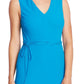 Vince Camuto Women's Zippered Belted Sleeveless V Neck MIDI Evening a Line Dress Blue Size 4
