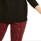 INC International Concepts Women's Long Sleeve Jewel Neck Top Black Size X-Small