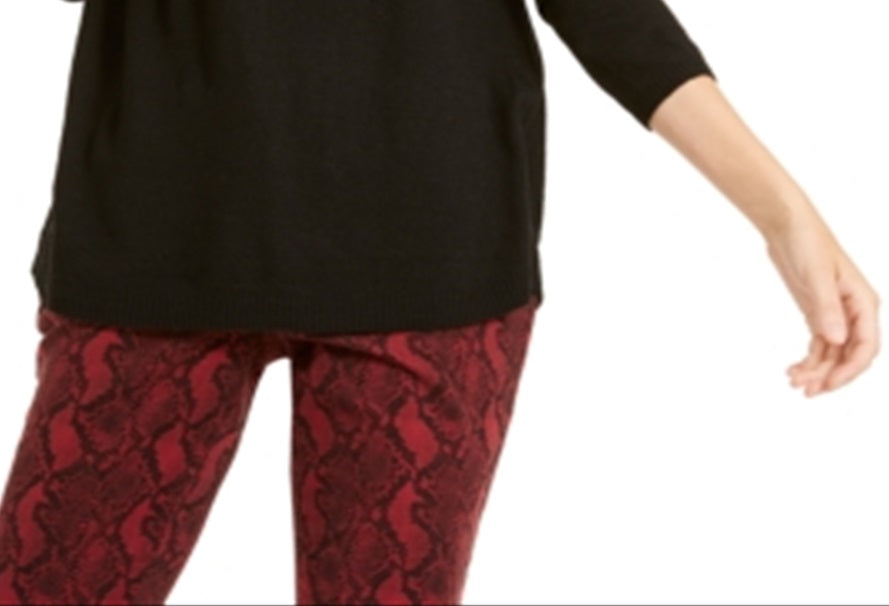 INC International Concepts Women's Long Sleeve Jewel Neck Top Black Size X-Small