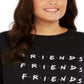 Modern Lux Women's Trendy Plus Cotton Friends Graphic T-Shirt Black Size 3X