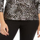 JM Collection Women's Gel Dot Jacquard Top Black Size XX-Large