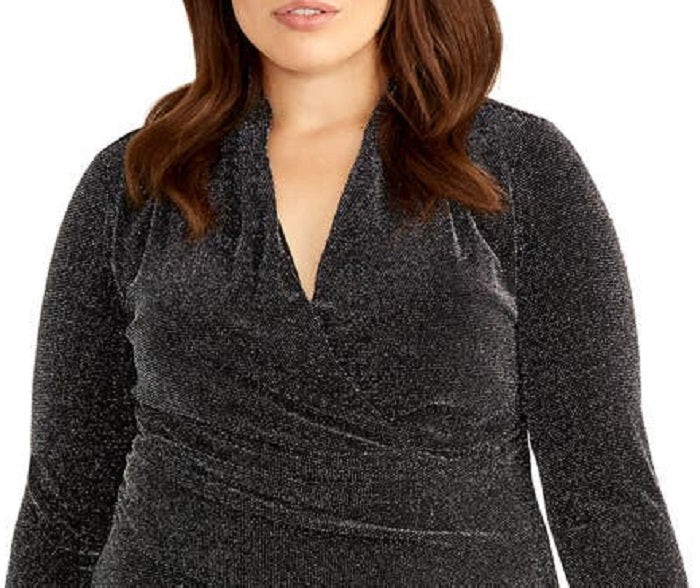 Rachel Roy Women's Trendy Sparkle Faux Wrap Dress Size 20W