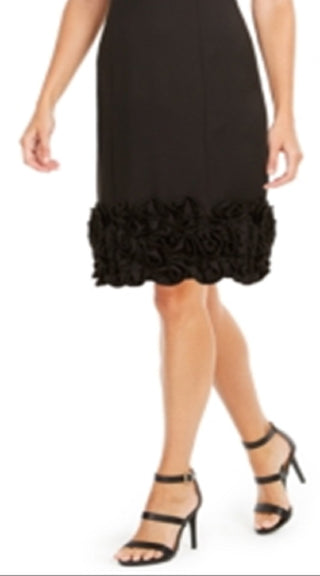 Donna Ricco Women's Sleeveless Scoop Neck Short Sheath Evening Dress Black Size 6