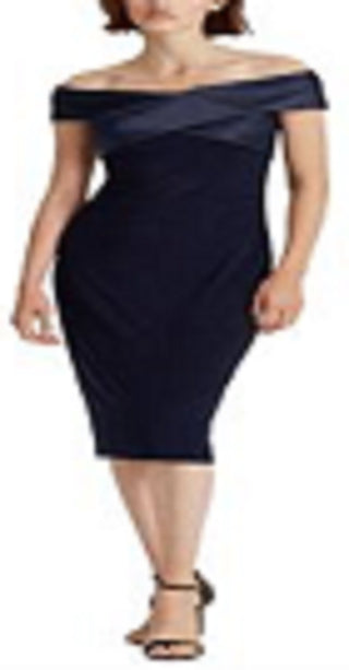 Ralph Lauren Women's Short Sleeve Below the Knee Dress Blue Size 6