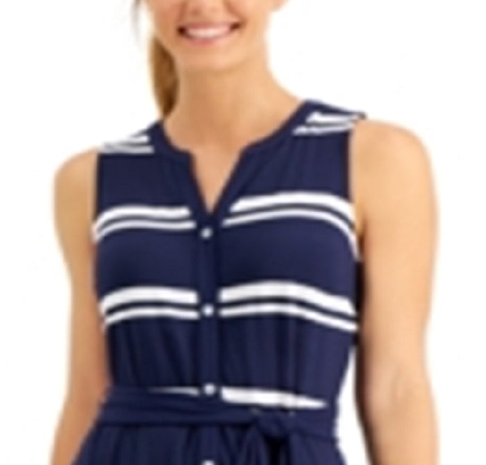 Charter Club Women's Striped Maxi Dress Blue Size XX-Large