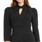 Calvin Klein Women's Zippered 3/4 Sleeve Keyhole Above the Knee Sheath Cocktail Dress Black Size 2