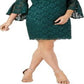 Jessica Howard Women's Bell Sleeve Above the Knee Sheath Dress Green Size 10