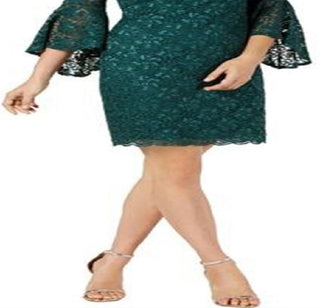 Jessica Howard Women's Bell Sleeve Above the Knee Sheath Dress Green Size 10