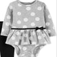 Carter's Girl's 2 pc Bodysuit Set Baby Gray Size Newborn