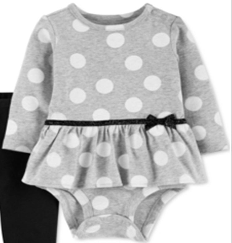 Carter's Girl's 2 pc Bodysuit Set Baby Gray Size Newborn
