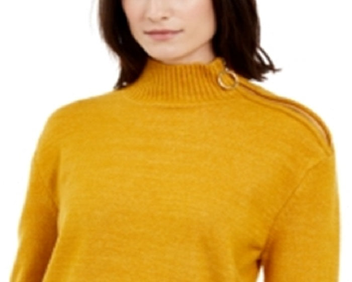 INC International Concepts Women's Side Zip up Sweater Yellow Size Small