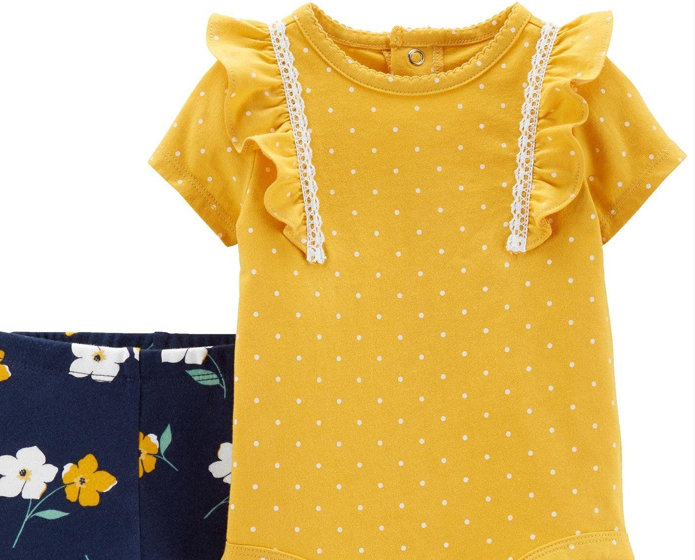 Carter's Baby Girl's 2 Pc Bodysuit & Leggings Cotton Set Yellow Size Newborn