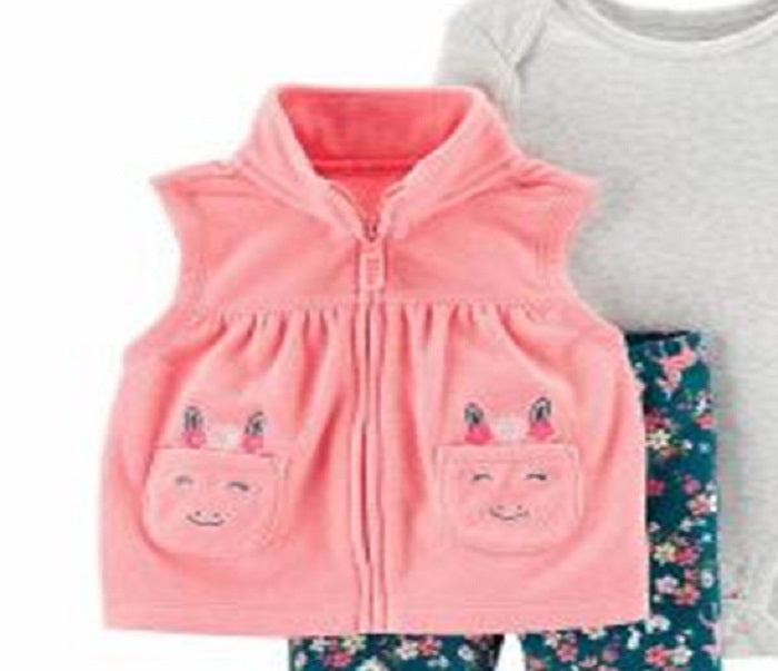 Carter's Girl's Infant Bodysuits Unicorn Pleated Vest Set Pink Size Newborn