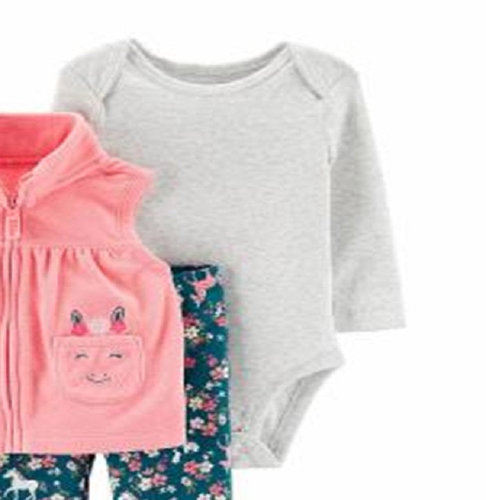 Carter's Girl's Infant Bodysuits Unicorn Pleated Vest Set Pink Size Newborn