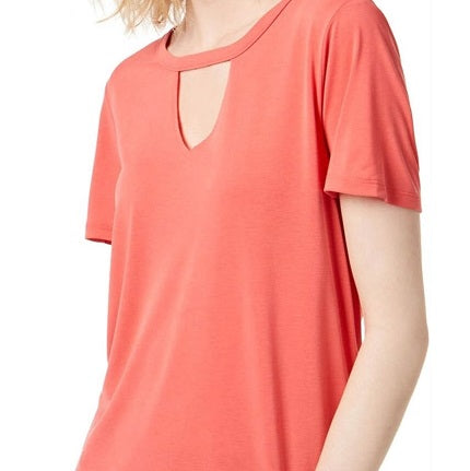 Bar III Women's Keyhole Top -Pink Size S