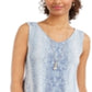 Style & Co Women's Print Sleeveless Swing Dress Blue Size Petite
