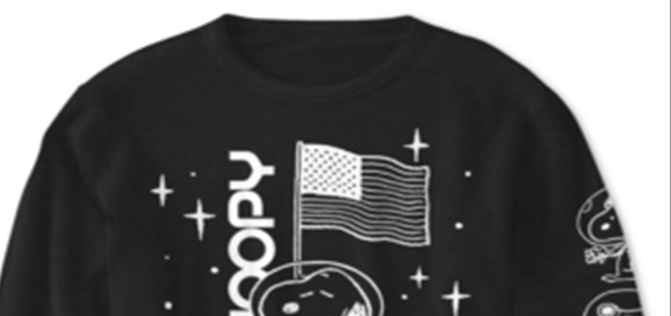 Peanuts Big Boy's Snoopy in Space T-Shirt Black Size -M