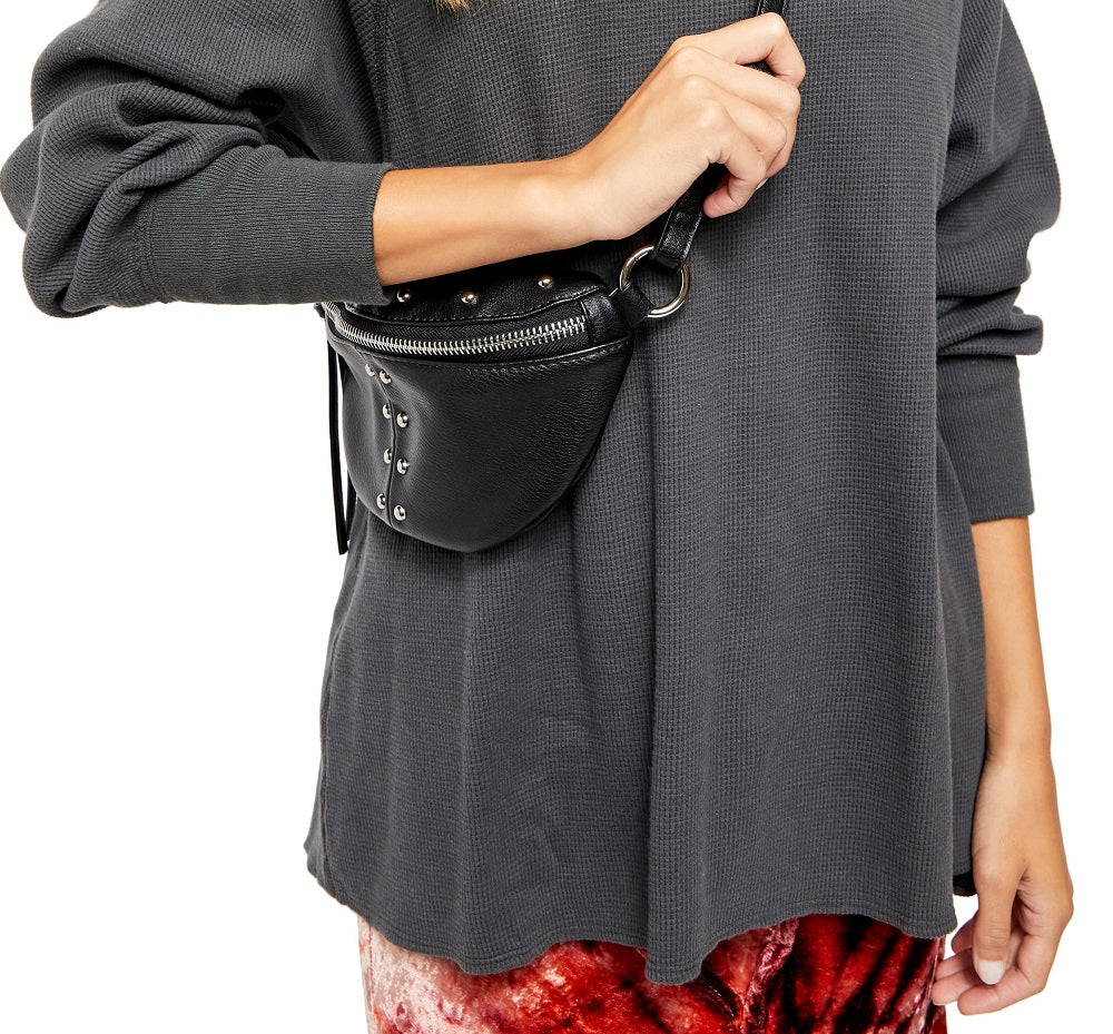 Free Women's Amelia Cotton Waffle Knit Thermal Top Black Size X-Small