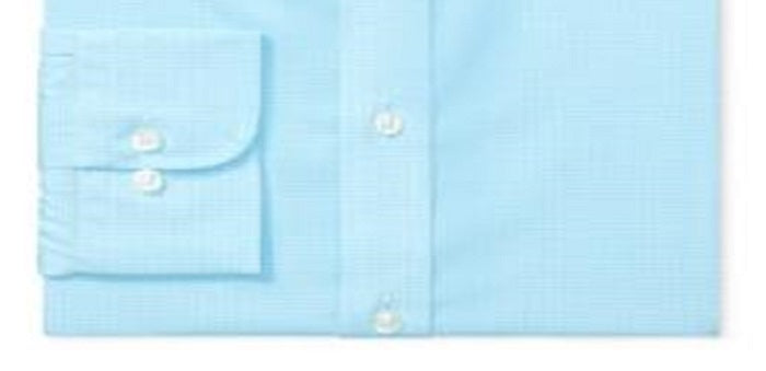 Ralph Lauren Men's Slim Fit No Iron Cotton Dress Shirt Blue Size 17.5X34X35
