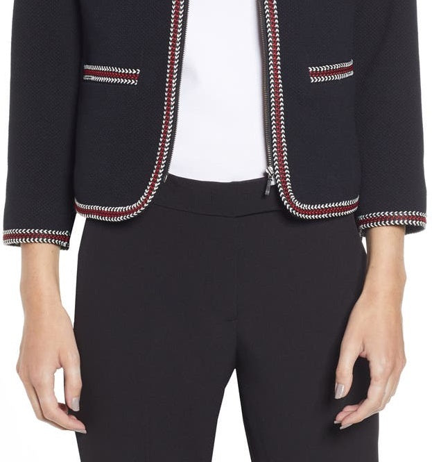 Anne Klein Braid Trim Short Jacket Black Size 6