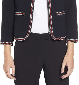 Anne Klein Braid Trim Short Jacket Black Size 6