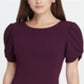 DKNY Women's Short Sleeve Jewel Neck Above the Knee Fit Flare Wear to Work Dress Purple Size 4