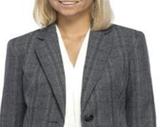 Kasper Women's Notch Collar Plaid One Button Jacket Blazer Green Size 16