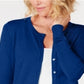 Charter Club Women's Long Sleeve Button Front Cardigan Blue Size Large