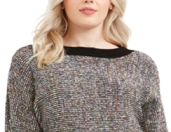 Bar III Women's Metallic Knit Pullover Sweater Black Size X-Small