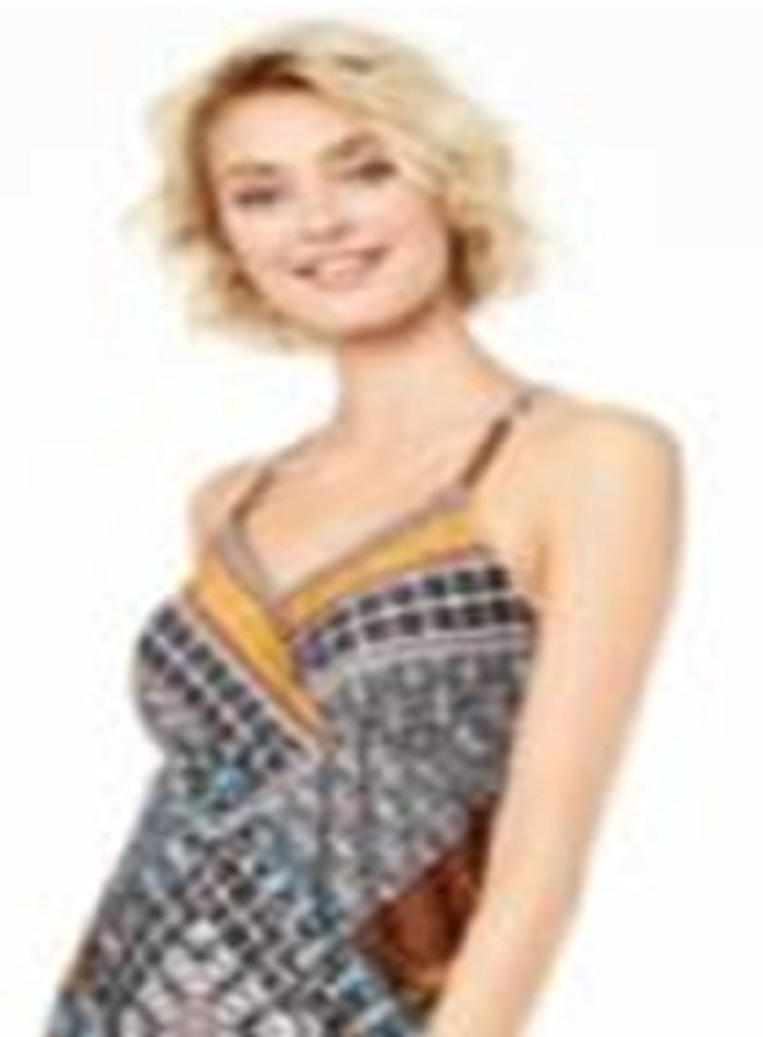 INC International Concepts Women's Printed Ring Back Maxi Dress Multi Size Petite Medium