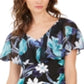 Connected Apparel Women's Floral Print Popover Sheath Dress Blue Size 10