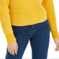 Bar III Women's Eyelet V Neck Crop Sweater Yellow Size Large