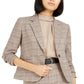 Bar III Women's One Button Plaid Blazer Brown Size 2