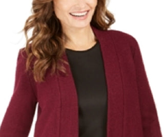 Kasper Women's Solid Long Sleeve Sweater Red Size Small