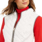 Charter Club Women's Zip Front Quilted Cotton Vest White Size Petite X-Small