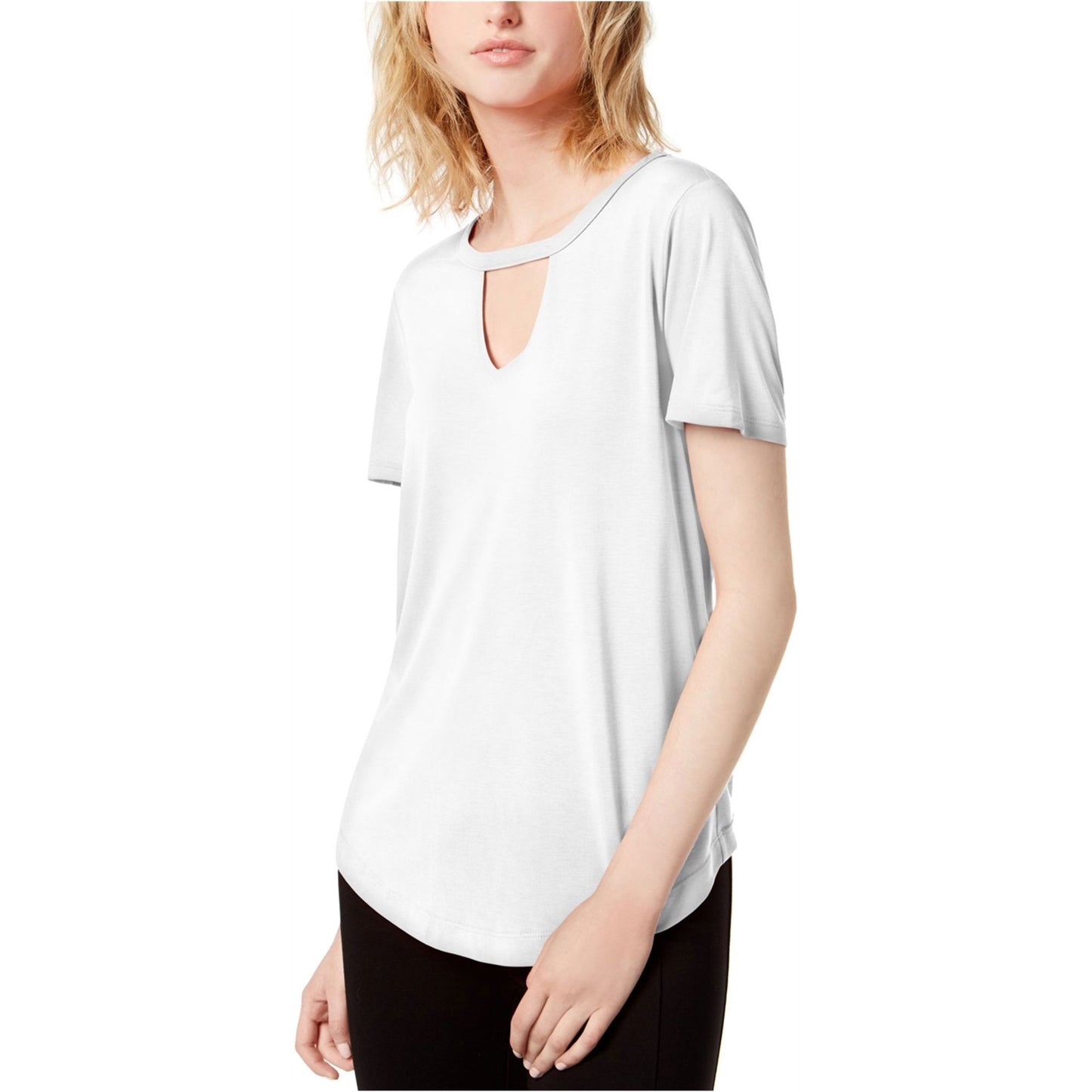Bar III Women's Keyhole Top White Size L