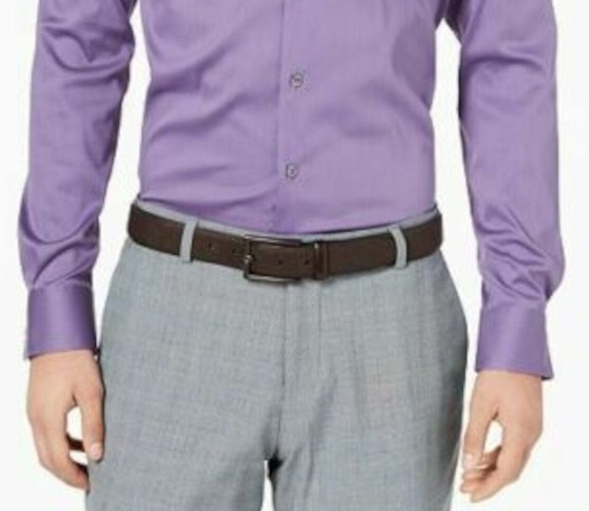 Alfani Men's Collared Cotton Dress Shirt Purple Size 18.5X36X37