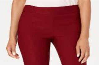 Charter Club Women's Cambridge Skinny Pull on Tummy Control Pants Red Size 10