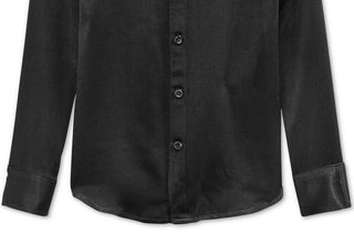 INC International Concepts Boy's Button Front Eddie Satin Dress Shirt Black Size Large
