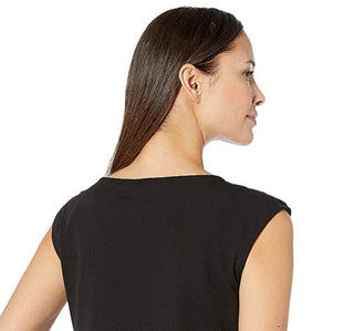 Calvin Klein Women's Sleeveless with Buttons on Shoulder Top Black Size Large