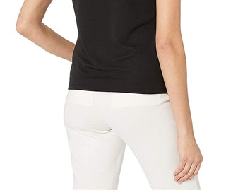 Calvin Klein Women's Sleeveless with Buttons on Shoulder Top Black Size Large