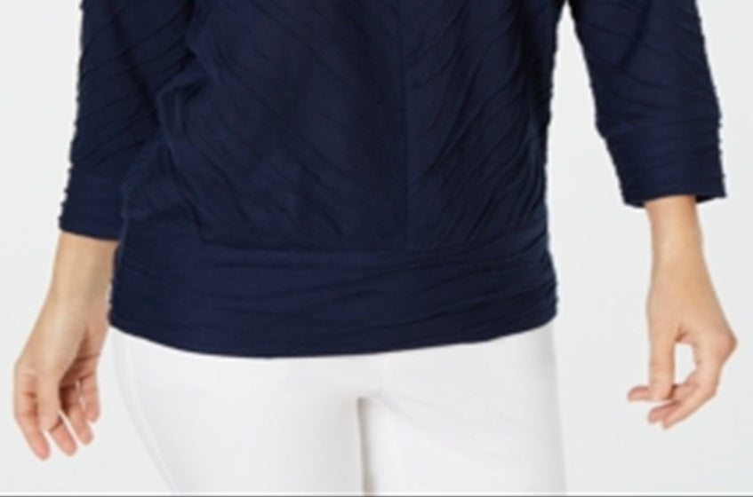JM Collection Women's Textured Dolman Sleeve Top Blue Size Medium