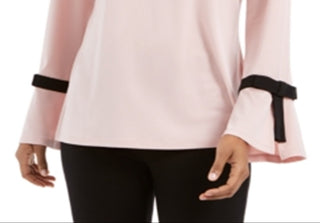 Charter Club Women's Tie Sleeve Crepe Top Pink Size XX-Large