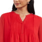 Charter Club Women's Solid Knit Pintuck Top Red Size XS