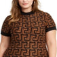 Planet Gold Junior's Geo Print Dress Brown Size 2X