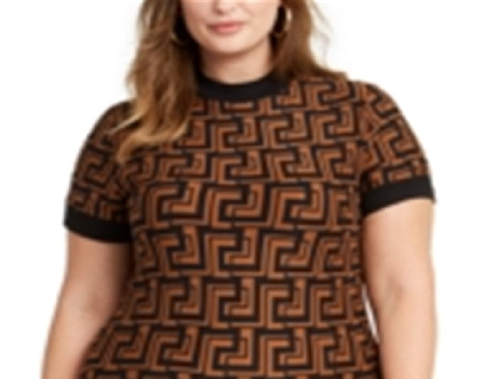 Planet Gold Junior's Geo Print Dress Brown Size 2X