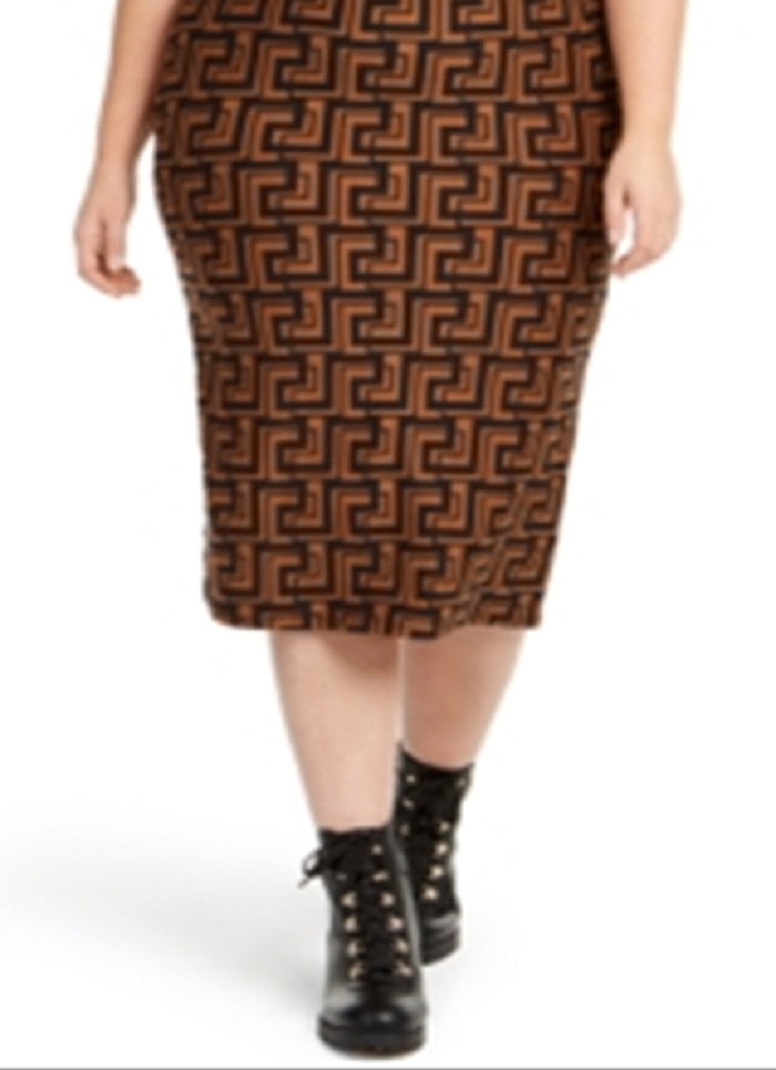 Planet Gold Junior's Geo Print Dress Brown Size 2X