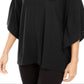 Alfani Women's Ribbed Boat Neck Poncho Black Size X-Large