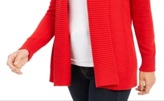 Charter Club Women's Shawl Collar Open Front Cardigan Red Size X-Large