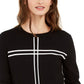 Alfani Women's Grid pattern Long Sleeve Crew Neck Sweater Black Size Small